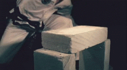 Slow motion karate chop
